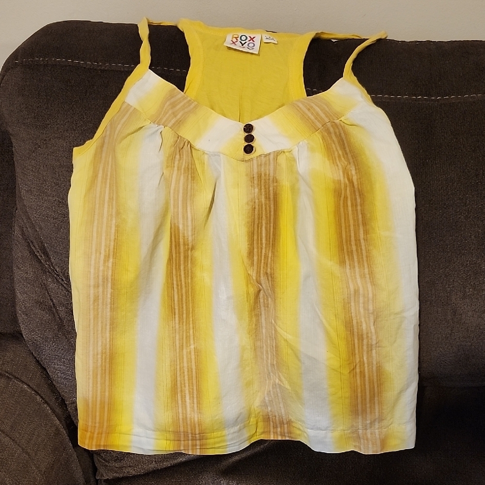 Roxy Yellow Tank Top with Striped Design